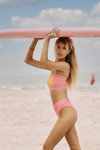Banana Moon Teens SS 2021 swimwear campaign (looks: pink striped bikini)