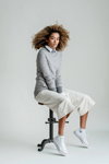 Celtic & Co SS 21 lookbook (looks: white culottes, white high top sneakers, grey jumper)