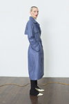 House of Dagmar AW 21 campaign (looks: sky blue trench coat, black trousers)