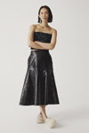 MALAIKARAISS AW 21 lookbook (looks: black midi leather skirt, black top)