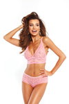 Enivrante SS 2021 lingerie lookbook (looks: pink guipure briefs, pink guipure bra top)