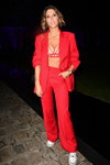 Laury Thilleman. Guests — Etam Live Show 2022 (looks: red pantsuit, red bra)