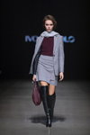Ivo Nikkolo show — Riga Fashion Week SS23 (looks: black boots, grey checkered skirt suit, beetroot top)