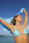 Emma Chamberlain. Emma Chamberlain. PacSun Etoile Monogram swimwear campaign (looks: sky blue swimsuit)