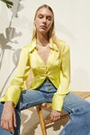 River Island SS 2022 campaign (looks: sky blue jeans, yellow blouse)