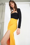 Tego lata & Other Stories campaign. 2022 (looks: black top, yellow skirt with slit)