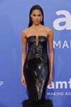 Cindy Bruna. amfAR Gala Cannes 2023 (looks: blackevening dress)
