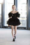 Mild Power show — Riga Fashion Week AW23/24 (looks: blackminicocktail dress, white socks, blond hair, braid)