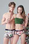Caber underwear campaign. Part 1 (looks: multicolored underpants, green crop top, multicolored briefs)