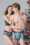 Caber underwear campaign. Part 1 (looks: green crop top, multicolored briefs, multicolored underpants)