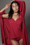 Esprit FW 22/23 lingerie campaign (looks: red top, red briefs)