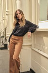 MOS MOSH SS 23 campaign (looks: black blouse, nude jeans)