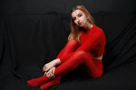Red. Tights photoshoot