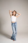 Ira. Photoshoot (looks: white top, sky blue jeans)