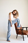 Ira. Photoshoot (looks: white top, sky blue jeans)