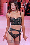 NUDE & DEEP. Etam Live Show 2024 (looks: nude stockings with lace top, black guipure briefs, black lace garter belt, black polka dot guipure bra top)