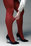 Julia. Tights photoshoot. 2024 (looks: red tights, white blouse, black pumps)