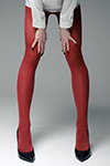 Julia. Tights photoshoot. 2024 (looks: red tights, white blouse, black pumps)