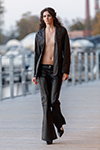 Dekel show — Riga Fashion Week SS27 (outfits: black leather pantsuit)