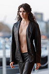 Dekel show — Riga Fashion Week SS27 (outfits: black leather pantsuit)