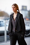 Dekel show — Riga Fashion Week SS27 (outfits: braid, black shorts suit, black blouse)